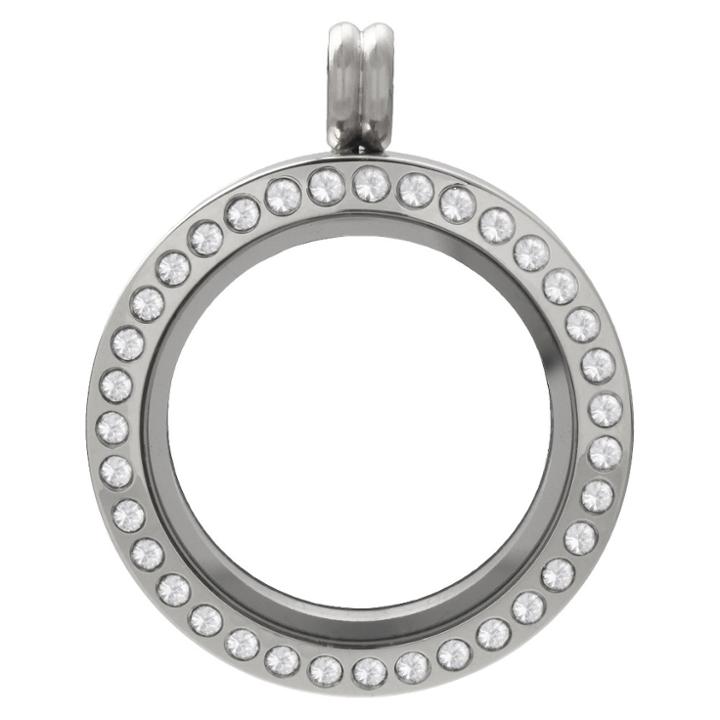 Target Treasure Lockets Silver Plated Stainless Steel Charm Locket With Crystals, Girl's