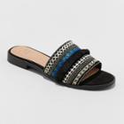 Women's Solana Beaded Slide Sandals - A New Day Black