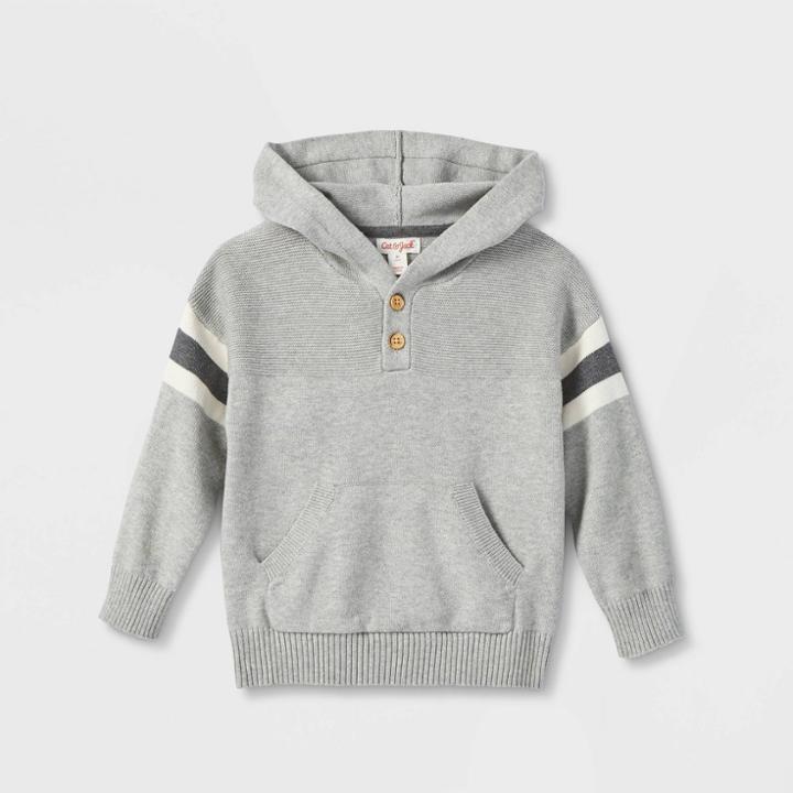 Toddler Boys' Sweater Knit Hooded Pullover - Cat & Jack Gray