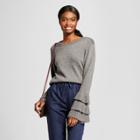 Cliche Women's Ruffle Bell Sleeve Pullover Sweater - Clich Gray