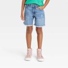 Girls' Destructed Relaxed Midi Jean Shorts - Cat & Jack