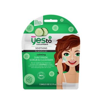 Yes To Cucumbers Calming 3-in-1 Mask Scrub Cleanser Single Use Facial Cleanser