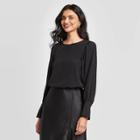 Women's Regular Fit Long Sleeve Crewneck Top - A New Day Black M,