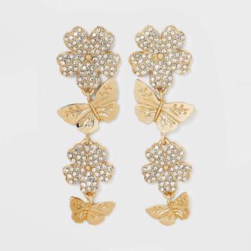 Sugarfix By Baublebar Gold And Crystal Butterfly Statement Earrings - Gold