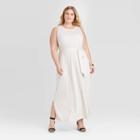 Women's Plus Size Short Sleeve Belted Knit Maxi Dress - Ava & Viv White X, Women's