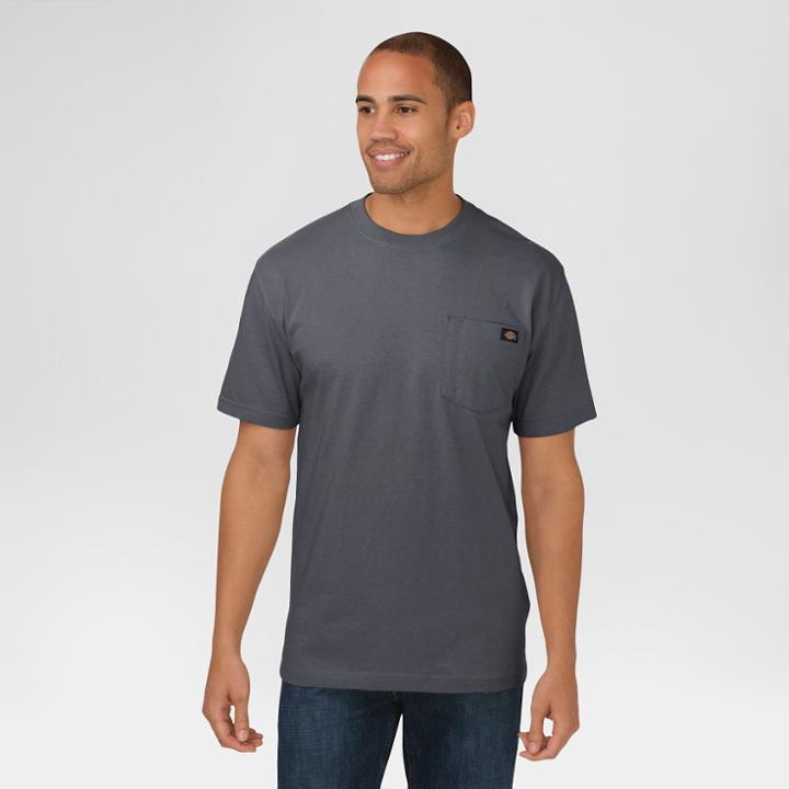 Petitedickies Men's Cotton Heavyweight Short Sleeve Pocket T-shirt- Charcoal