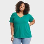 Women's Short Sleeve V-neck T-shirt - Ava & Viv Green