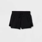 Girls' Double Layered Run Shorts - All In Motion Black