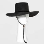 Women's Straw Boater Hat With Chin Strap - Universal Thread Black