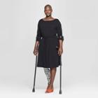 Women's Plus Size Long Sleeve Knit Dress - Ava & Viv Black