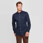 Men's Slim Fit Spacedye Design Button-down Shirt - Goodfellow & Co Navy Voyage L, Men's, Size: Large, Blue Voyage