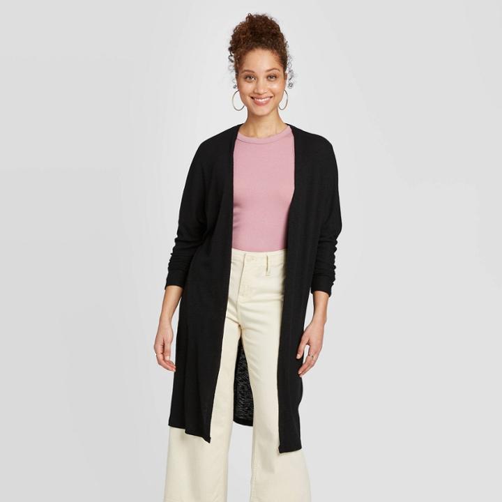 Women's Long Sleeve Cardigan - A New Day Black