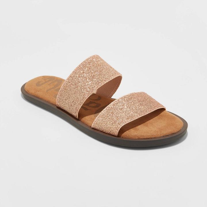 Women's Mad Love Tahlia Two Band Slide Sandals - Rose Gold 5, Women's, Pink Gold
