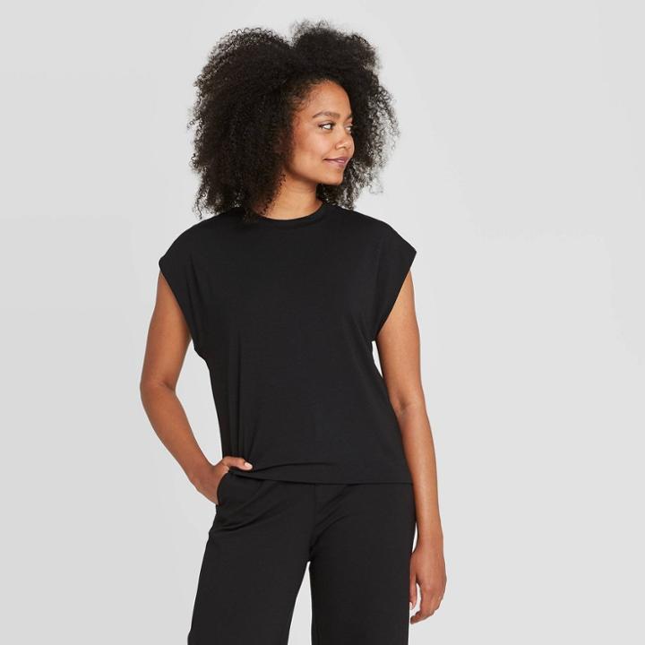 Women's Flutter Short Sleeve Blouse - Prologue Black
