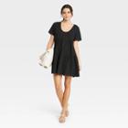 Women's Short Sleeve Tiered Dress - A New Day Black