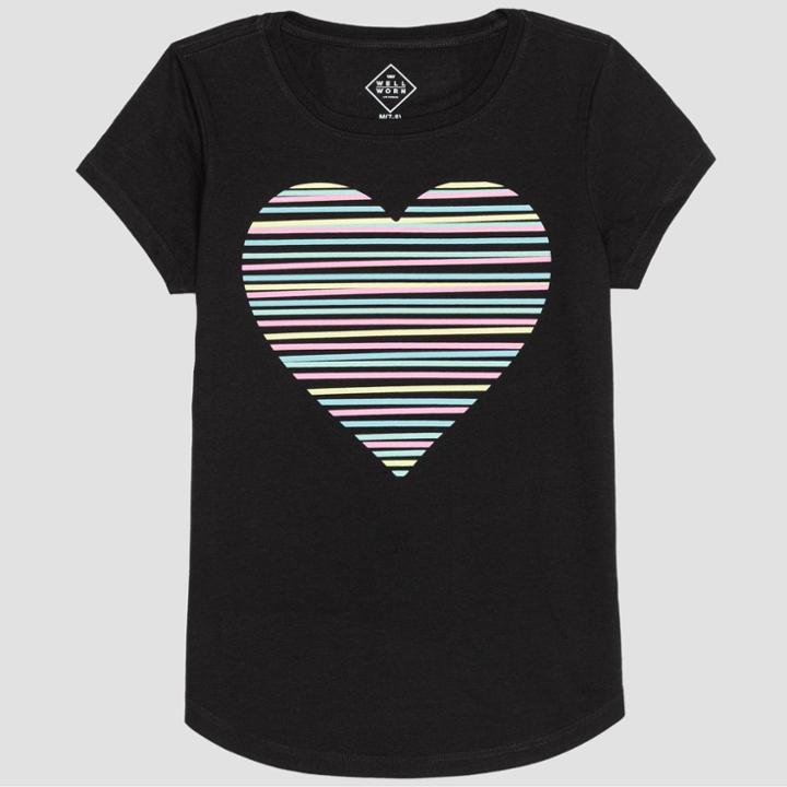 Girls' L.o.l. Vintage Rainbow Heart Short Sleeve T-shirt - Black