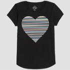 Girls' L.o.l. Vintage Rainbow Heart Short Sleeve T-shirt - Black