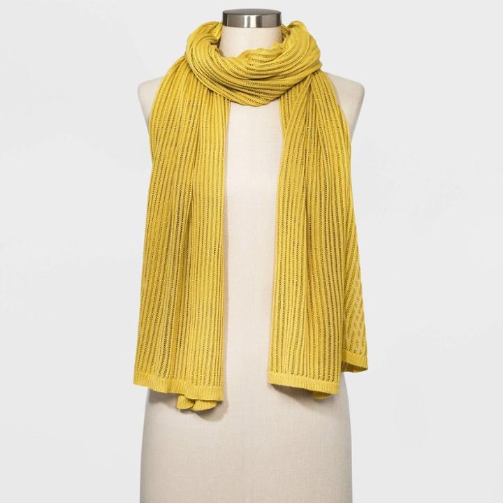 Women's Oblong Travel Wrap Scarf - A New Day Yellow One Size, Women's, Green