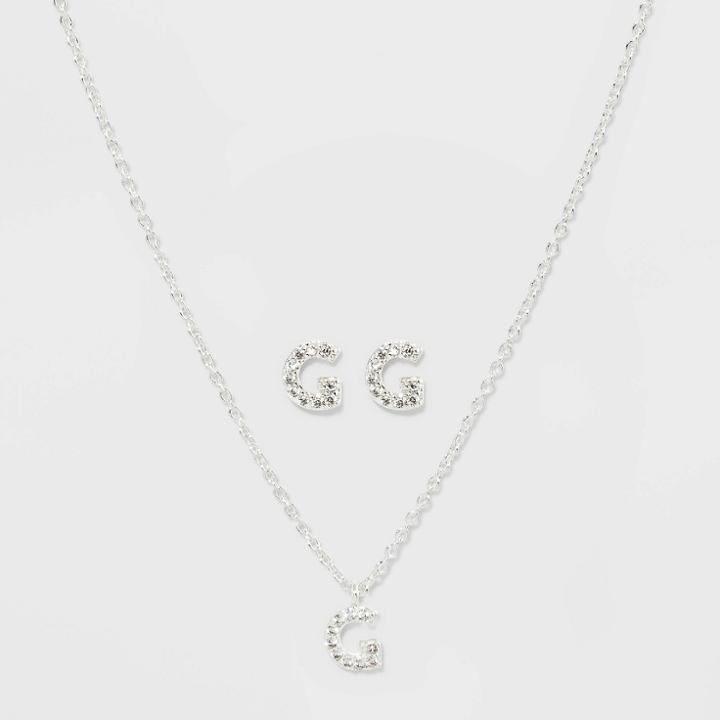 Initial G Crystal Jewelry Set - A New Day Silver, Women's