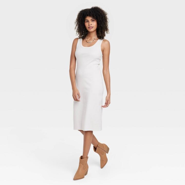 Women's Ribbed Tank Dress - Universal Thread Cream