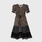 Girls' Floral Button-front Walk-through Dress - Art Class Black