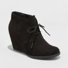 Women's Bessie Microsuede Wide Width Wedge Fashion Bootie - Universal Thread Black 5w,