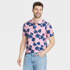 Men's Floral Print Short Sleeve Performance Polo Shirt - Goodfellow & Co Pink Floral Print