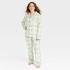 No Brand Women's Spring Plaid Matching Family Pajama Set - Green