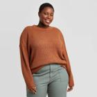 Women's Plus Size Crewneck Pullover Sweater - Universal Thread Orange