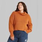 Women's Plus Size Turtleneck Cropped Pullover Sweater - Wild Fable Rust