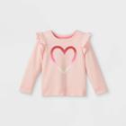 Toddler Girls' Heart Ruffle Pullover Sweatshirt - Cat & Jack Pink