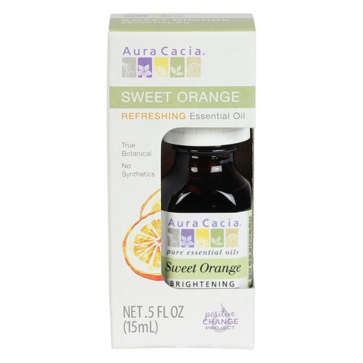 Aura Cacia Sweet Orange Brightening Essential Oil - 0.5 Oz, Clear