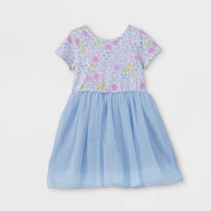 Toddler Girls' Floral Short Sleeve Tutu Dress - Cat & Jack
