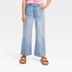 Girls' Mid-rise Wide Leg Crop Jeans - Cat & Jack Light Wash