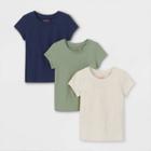 Toddler Girls' 3pk Short Sleeve T-shirt - Cat & Jack Olive Green/navy/cream