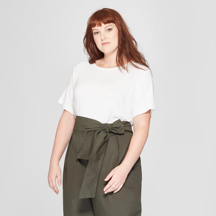 Women's Plus Size Short Sleeve Crew Neck T-shirt - Prologue White