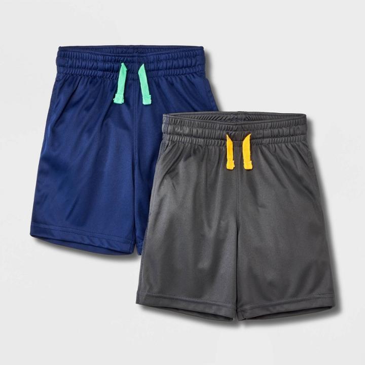Toddler Boys' 2pk Athletic Shorts - Cat & Jack Navy Blue/charcoal Gray