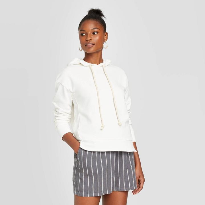 Women's Crewneck Hoodie Sweatshirt - Universal Thread White