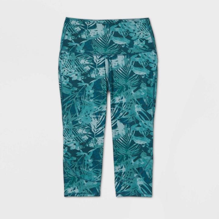 Women's Plus Size Printed High-rise Contour Curvy Capri Leggings 20 - All In Motion Green