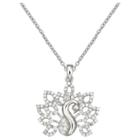 Distributed By Target Women's Peacock Pendant With Pave Cubic Zirconia In Sterling Silver - Silver/clear