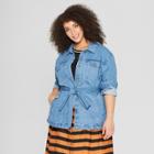Women's Plus Size Front Pockets Belted Denim Jacket - Who What Wear Indigo Blue