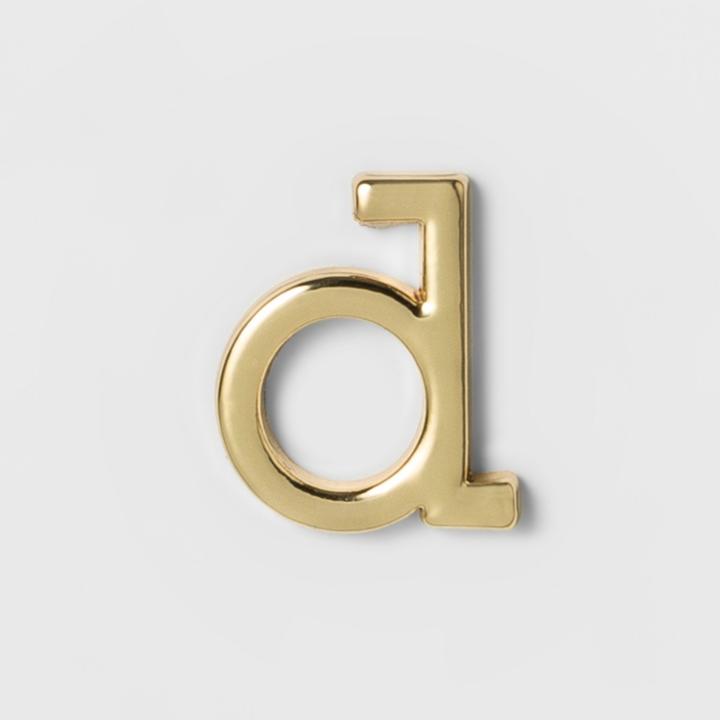 Target Women's Fashion Stick On Initial Letter D - Gold, Bright Gold Initial