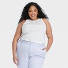 Women's Plus Size Slim Fit Racer Front Tank Top - A New Day White