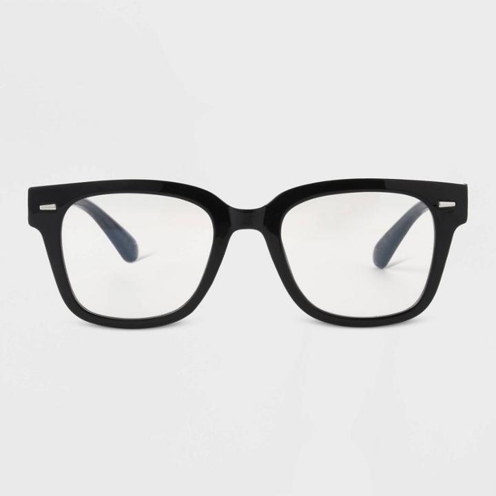 Men's Matte Plastic Square Blue Light Filtering Glasses - Original Use Black