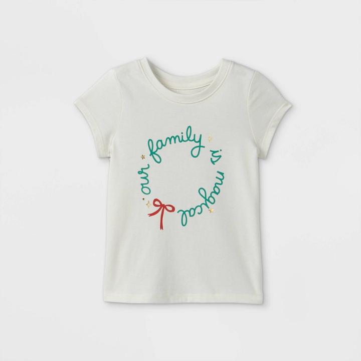 Toddler Girls' 'our Family Is Magical' Short Sleeve Graphic T-shirt - Cat & Jack Cream