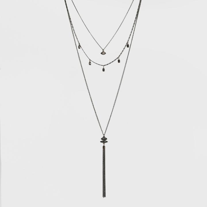 Stones Long Layered Necklace - A New Day Hematite