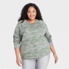 Women's Plus Size Camo Print Sweatshirt - Universal Thread Dark Green