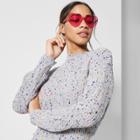 Women's Long Sleeve Mock Neck Rainbow Confetti Sweater - Wild Fable Gray