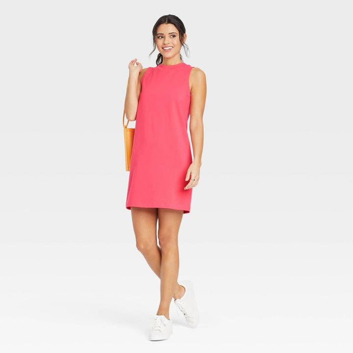 Women's Knit Tank Dress - A New Day Coral Pink