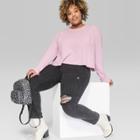 Women's Plus Size Long Sleeve Crew Neck Cozy Waffle Boxy Top - Wild Fable